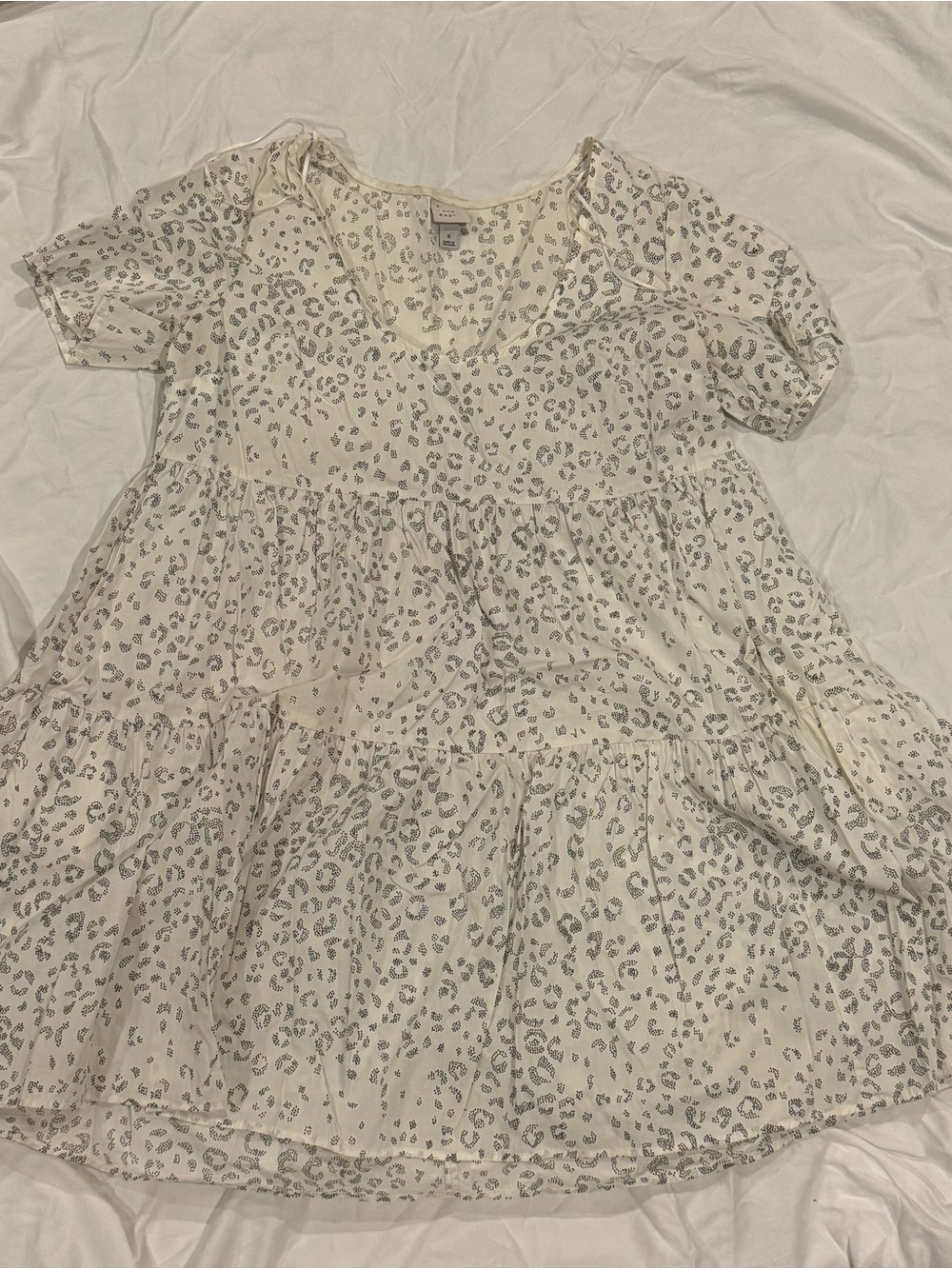 Cream Leopard Print Baby Doll Dress